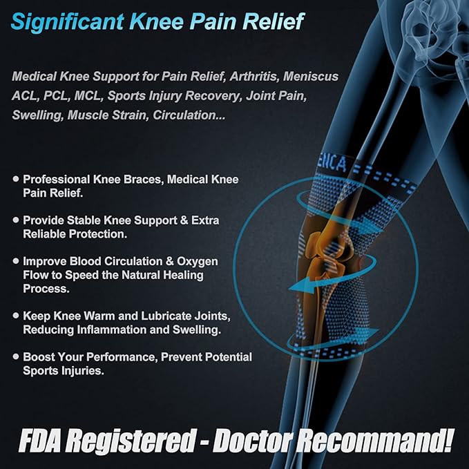 NEENCA Knee Brace for Women & Men, Medical Knee Support with Patella Pad & Side Stabilizers, Knee Compression Sleeve for Knee Pain, Meniscus Tear, ACL, Joint Pain, Runner, Workout - FSA/HSA Eligible
