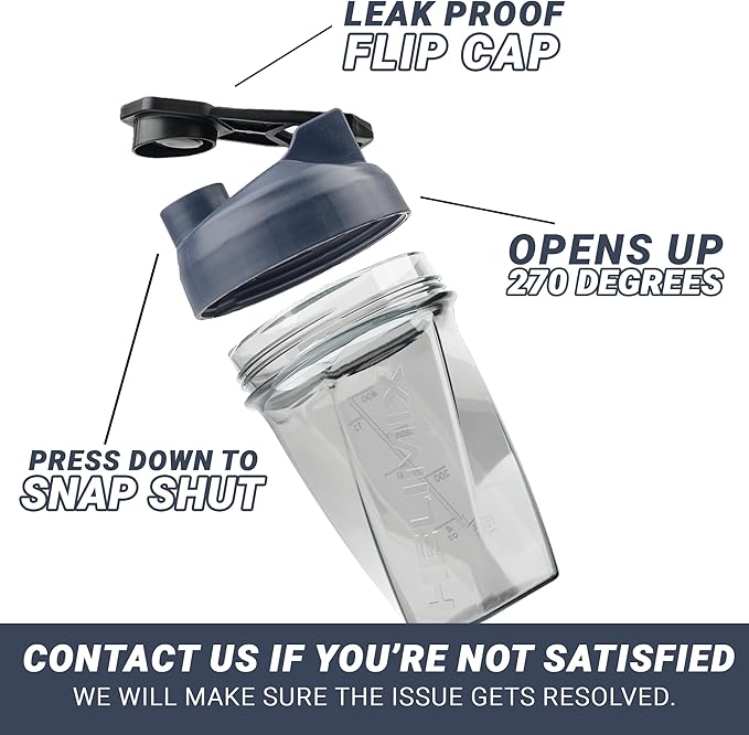 HELIMIX 1.5 Vortex Blender Shaker Bottle Holds Upto 20oz | No Blending Ball or Whisk | USA Made | Portable Pre Workout Whey Protein Drink Shaker Cup | Mixes Cocktails Smoothies Shakes | Top Rack Safe