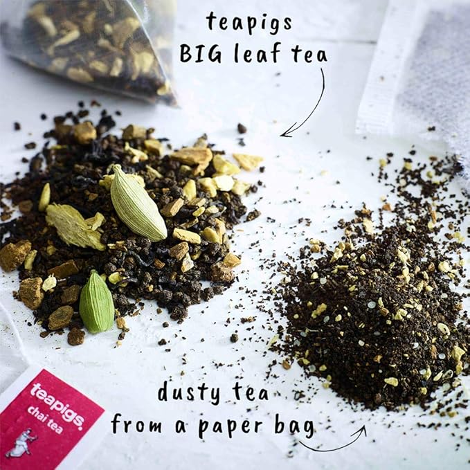 Teapigs Chai Tea Bags Made With Whole Leaves, bold flavor, natural ingredients (1 Pack of 50 Teabags)