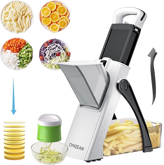 Spiralizer slicer & Mandoline Slicer for kitchen, Adjustable Thickness.Veggie Slicer, vegetable slicer, Potatoes chopping, Veggie Dicer, Zucchini, Faster Kitchen Slicer for Meal Prep(Black)