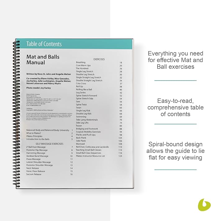 Balanced Body Mat and Ball Guide, Ball and Mat Pilates Guide for Workout Equipment, for Home Gym or Studio Use