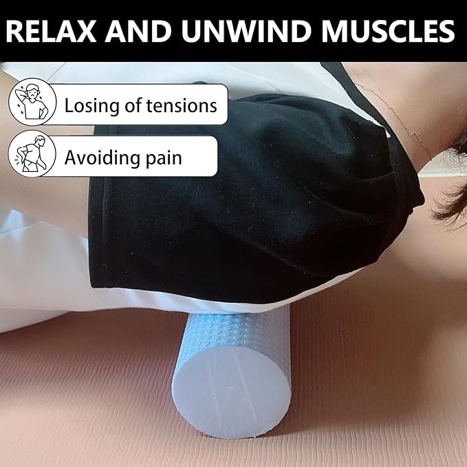 EVA Massage Roller, Recovery Foam Roller, Medium Density Light Blue Trigger Point Massage Roller for Deep Tissue Excercise, Physical Therapy, Muscle Restoration, 12" X 4" Round