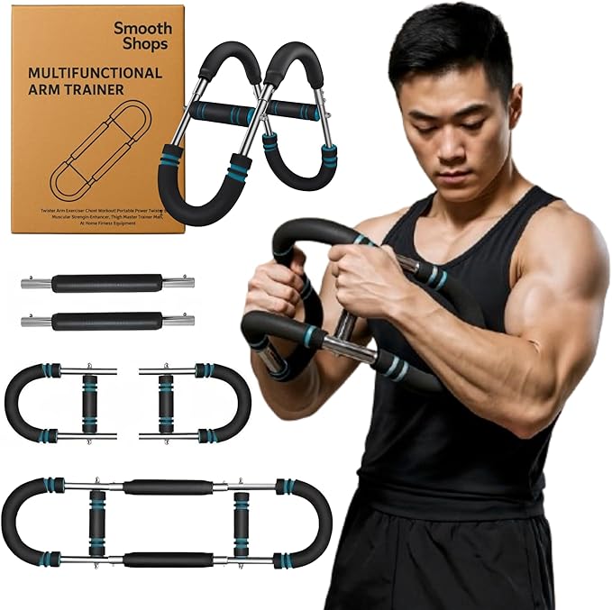 Twister Arm Trainer – Adjustable Resistance Chest Expander & Forearm Strengthener – Steel Core Upper Body Workout Bar for Arms, Wrists, Shoulders & Home Gym Fitness