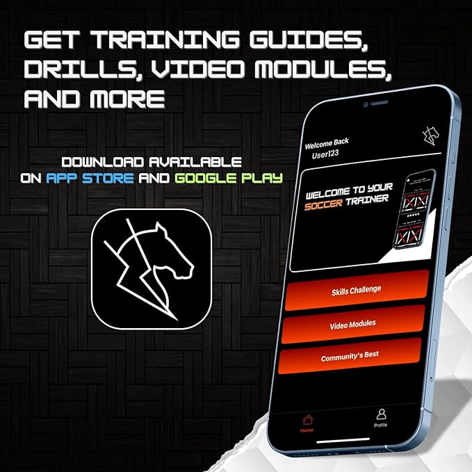 Soccer Training Mat - App with Video Modules Included, Ball Mastery Trainer, Football Footstep Equipment, Durable and High Performance Rubber, Gift for Boys and Girls