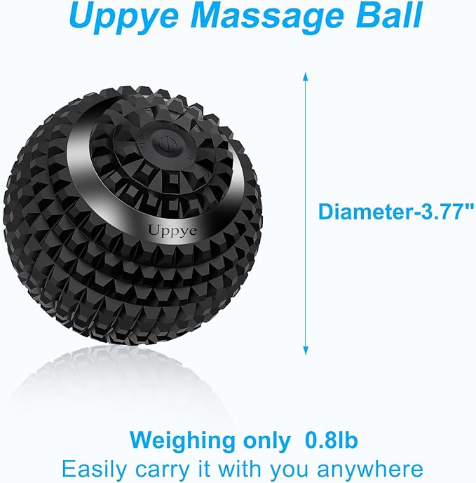 Uppye Vibrating Ball Massager, 4-Speed High-Intensity Fitness Lacrosse Ball, Mobility Ball for Workout Recovery, Deep Tissue Massager for Pain Relief and Trigger Point Treatment (Black)
