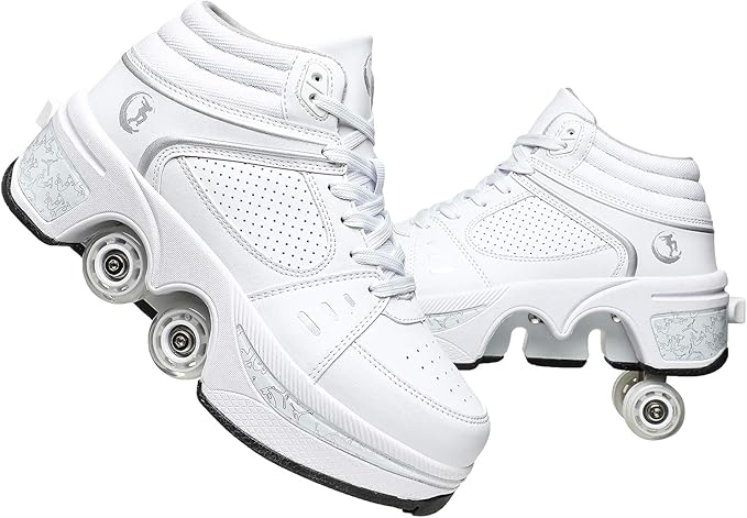 Double-Row Deform Wheel Automatic Walking Shoes Invisible Deformation Roller Skate 2 in 1 Removable Pulley Skates Skating Parkour