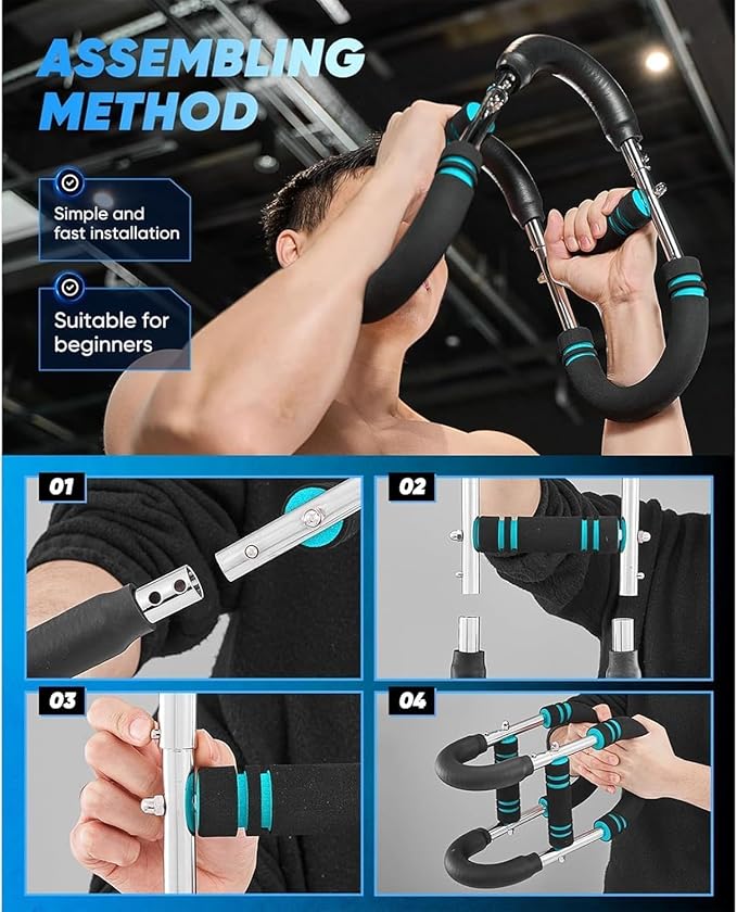 Twister Arm Trainer, Chest Workout Equipment 40-100lb Adjustable Arm Trainer, Twister Arm Trainer, Portable Power Twister Bar, Detachable Design Fitness Anywhere