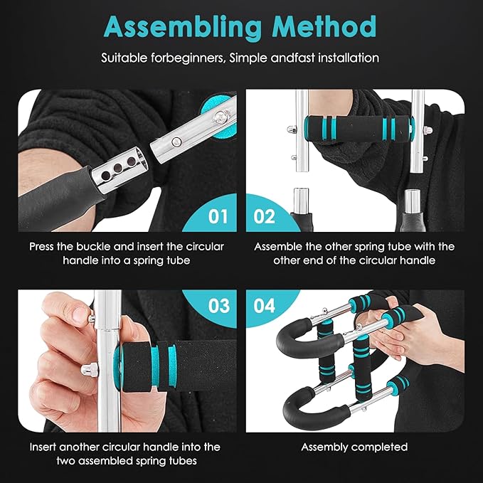 Twister Arm Trainer, 60-110lb Adjustable Chest Workout Equipment with 3-Speed Resistance, Portable Power Twister Bar for Home/Gym, Detachable Design Fitness Anywhere