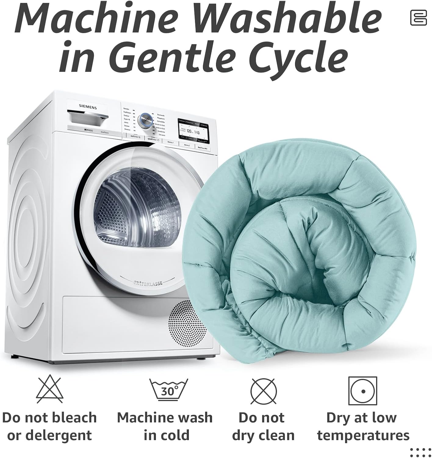 HYLEORY All Season King Size Bed Comforter - Cooling Down Alternative Quilted Duvet Insert with Corner Tabs - Winter Warm - Machine Washable - Turquoise