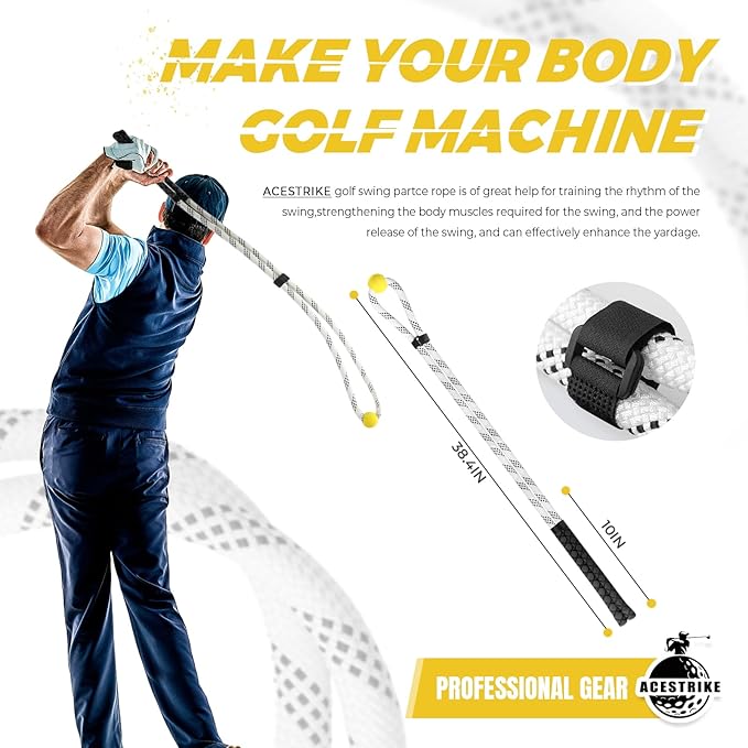 Golf Rope Swing Trainer, Golf Tyro Posture Corrector Professional Golf Training Aid, Master Tempo Golf Warm-Up Practice Equipment with Weighted Ball for Golfers of All Levels
