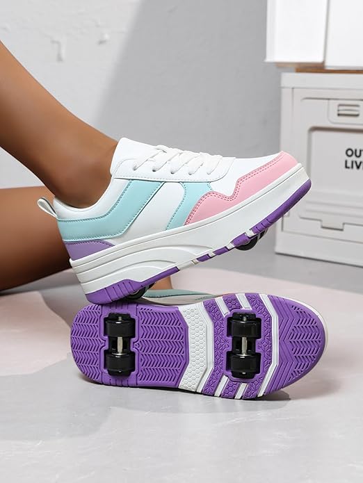 Roller Skate Shoes for Kids Girls Boys Detachable Wheeled Fashion Sneakers