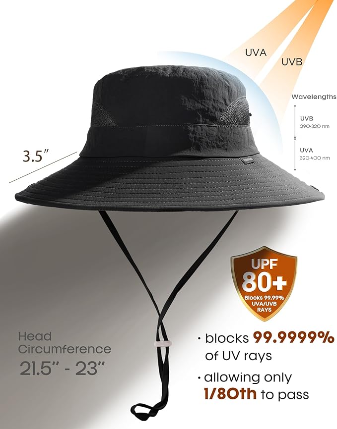 FURTALK Womens Sun Hat with Ponytail Hole Beach Hiking Summer Wide Brim UPF 80+ Outdoor Protection Foldable Bucket Hat