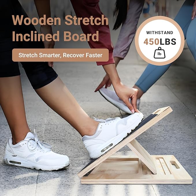 Calf Stretch Slant Board,Portable Slant Boards for Exercise,5-Level Adjustable Non-Slip Wooden Incline Board for Ankle Feet,Ankle Achilles Stretcher Board for Flexibility,Balance,Strength Training