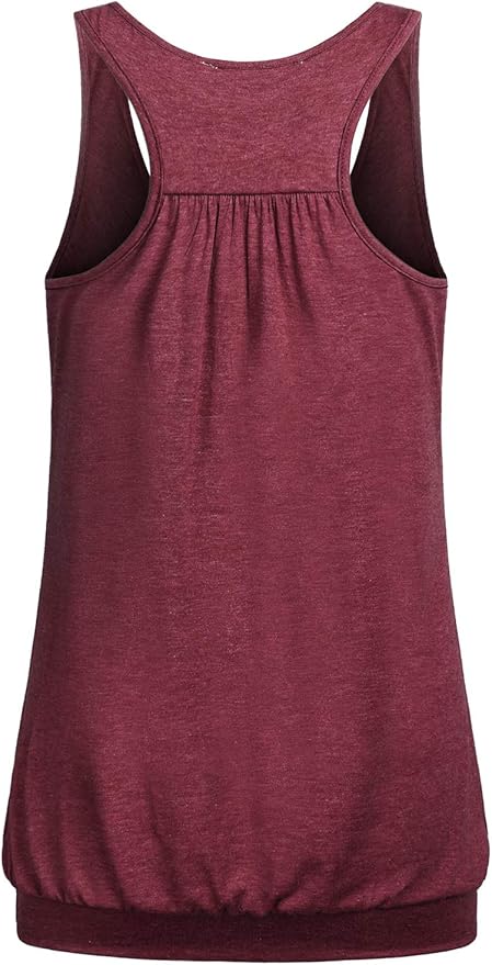 Miusey Womens Sleeveless Round Neck Loose Fit Racerback Yoga Tank Top