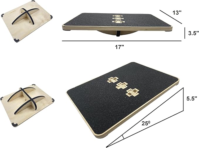 Multi-Optional Wooden Balance Board for all kind of balance tranning, Extra-Large Anti-Slip Wobble, Rocker and Plank Board for Balance and Core Training, Balancing Board for Under Desk