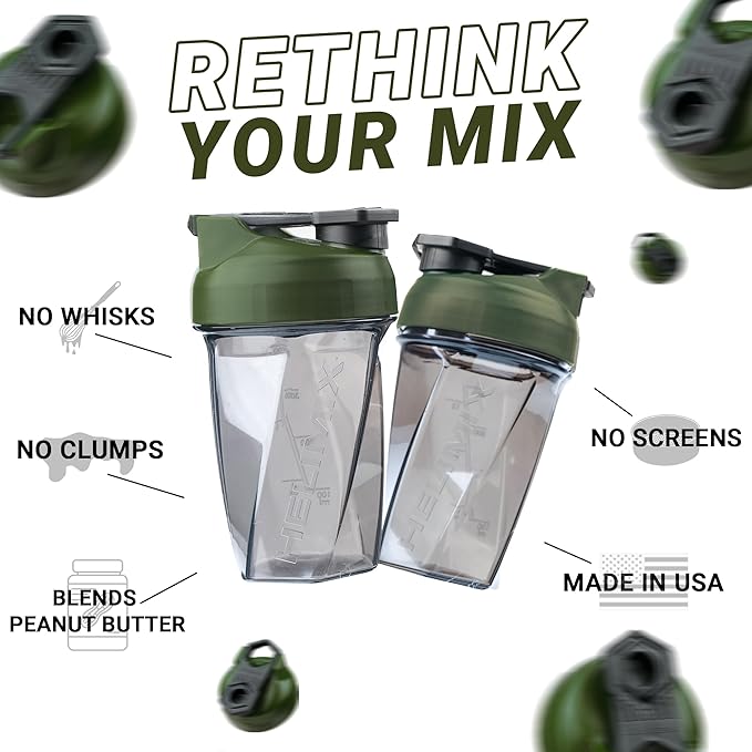 HELIMIX 1.5 Vortex Blender Shaker Bottle Holds Upto 20oz | No Blending Ball or Whisk | USA Made | Portable Pre Workout Whey Protein Drink Shaker Cup | Mixes Cocktails Smoothies Shakes | Top Rack Safe