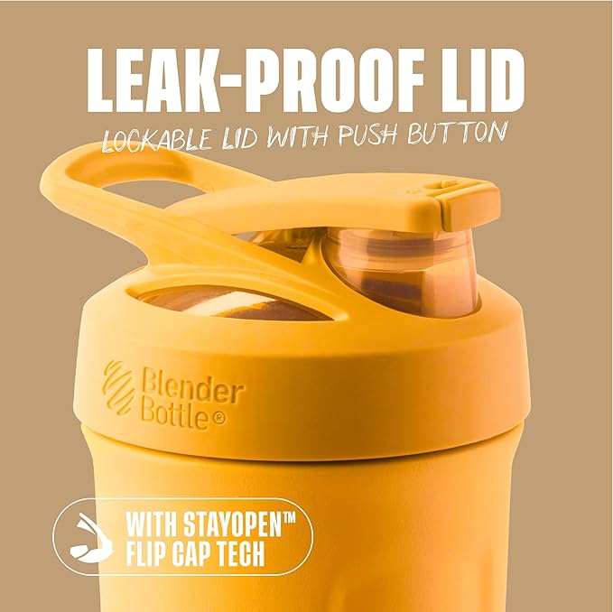 BlenderBottle Sport Insulated Stainless Steel Shaker Bottle with Wire Whisk, 24-Ounce, Mango – Protein Shakes & Hydration for Athletes & Fitness Enthusiasts, Easy Mixing, Keeps Drinks Cold, Lockable Lid
