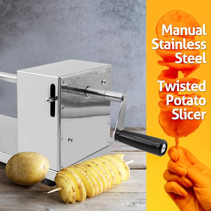 RioRand Manual Stainless Steel Twisted Potato Slicer Spiral Potato Cutter French Fry Graters Potato Tornado Twister
