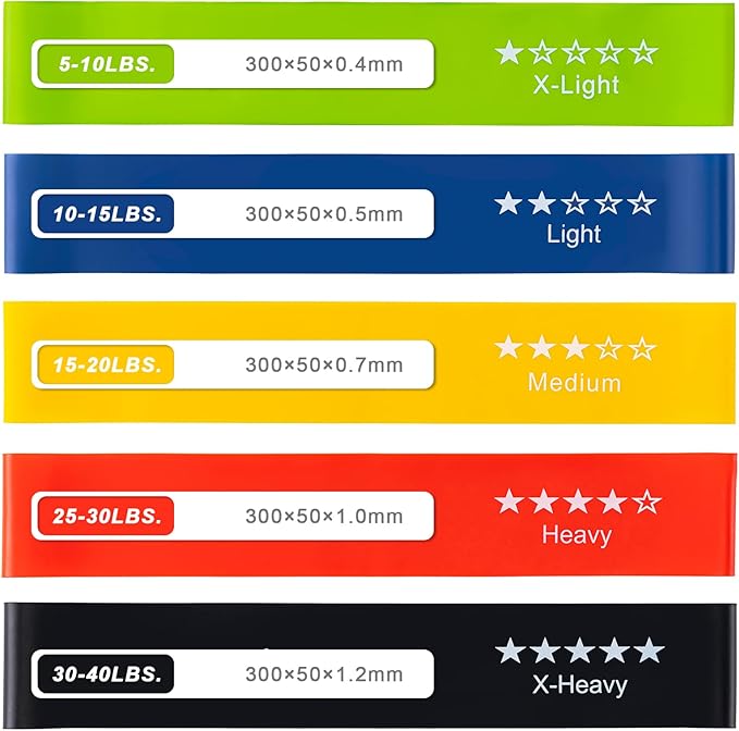 Resistance Bands for Working Out, Exercise Bands with 5 Resistance Levels Fit for Home Fitness, Strength Training, Natural Latex Resistance Band Include Instruction Guide and Carry Bag