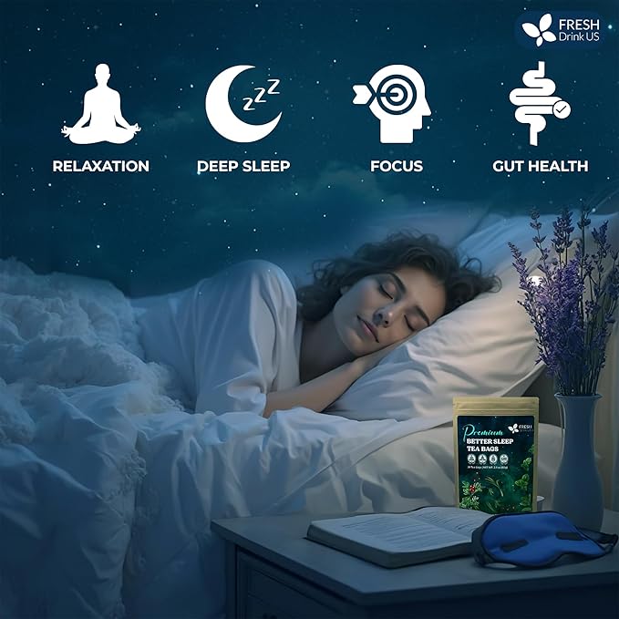 FreshDrinkUS, Premium 55 Tea Bags Better Sleep Herbal Tea | Caffeine-Free Loose Leaf Blend with Spearmint Leaves, Lemongrass Leaves, and Hawthorn Berry β Naturally Refreshing and Aromatic.