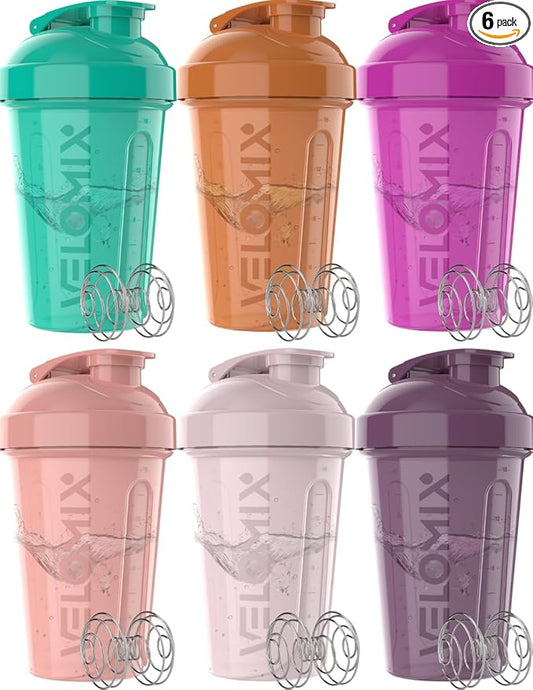 '-6 PACK- 20 OZ Protein Shaker Bottles for Protein Mixes, Shaker Cups for Protein Shakes, Small Shaker Bottle Pack, Shaker Cup, Shakers for protein Shakes (Rose Garden - 6 Pack)
