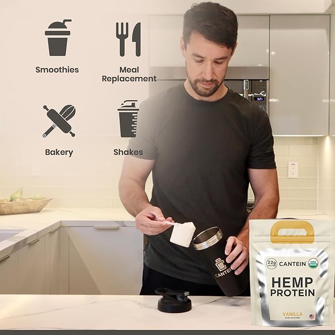 Organic Hemp Protein, Vegan Protein Powder, Clean Plant Based Protein Powder, Non Dairy Protein, Lactose Free Natural Protein, Gluten Free- 20 Servings, Vanilla