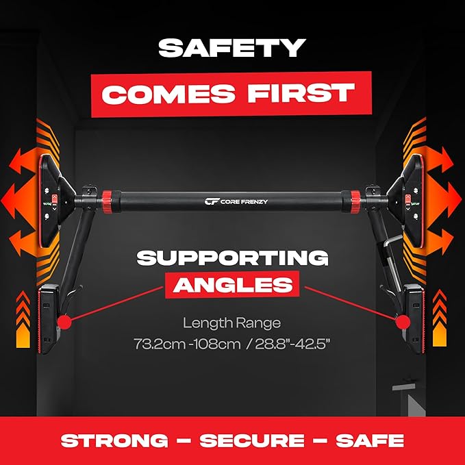 Pull Up Bar for doorway With Resistance Bands, No Screw Installation, Chin Up Bar for Upper Body Workout & Exercise, 29.9"-37.5" Adjustable Width Locking Mechanism, Max weight Hold 880 lbs