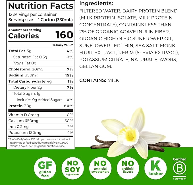 Orgain 30g High Protein Shake Bundle - Chocolate Fudge & Vanilla Bean, 11 Fl Oz (2 Pack of 12) - Dairy Isolate, 6g BCAAs, 1g Sugar, Keto Friendly, Gluten-Free