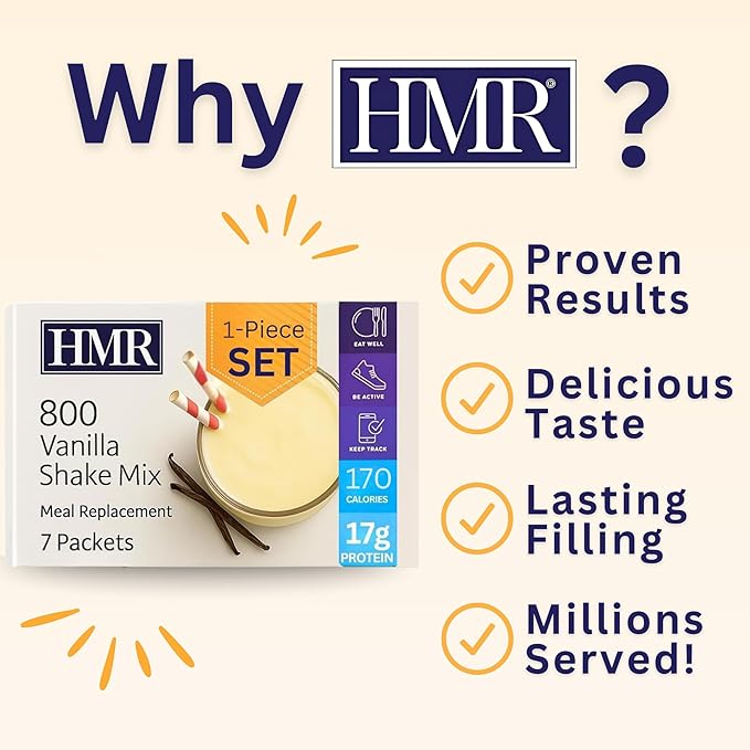 HMR 800 Shake Meal Replacement Mix | Vanilla Shake Powder to Support Healthy Weight Loss | 17g of Protein | Easy to Make | Low Calorie Food | Triple Pack, 7 Servings