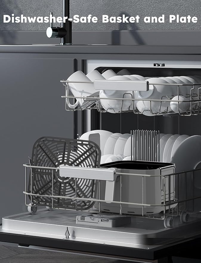 Nuwave Brio Plus 8 Qt Air Fryer, PFAS Free, New & Improved, Digital Touch Screen, Cool White Display, 50°F~400°F in Precise 5°, 5 Cook Functions, 100 Presets & 50 Memory, 3 Wattages 700, 1500, 1800