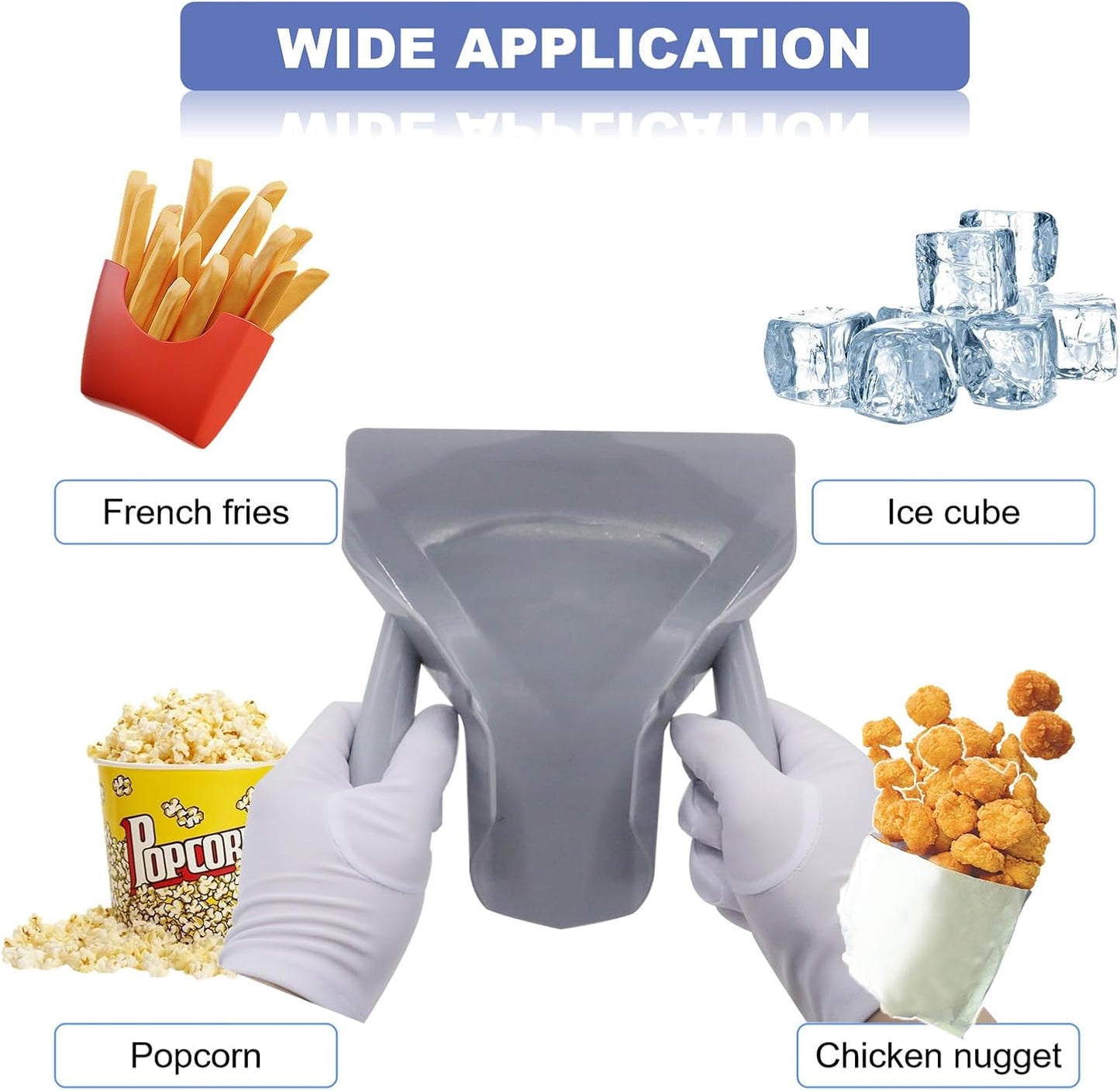 French Fry Popcorn Scoop Scooper, Polycarbonate Popcorn Scoop, Quick Fill Tool for Chip Popcorn Bagger Bags, Multipurpose Utility Scooper for Popcorn Machine Ice Candy Snacks Desserts