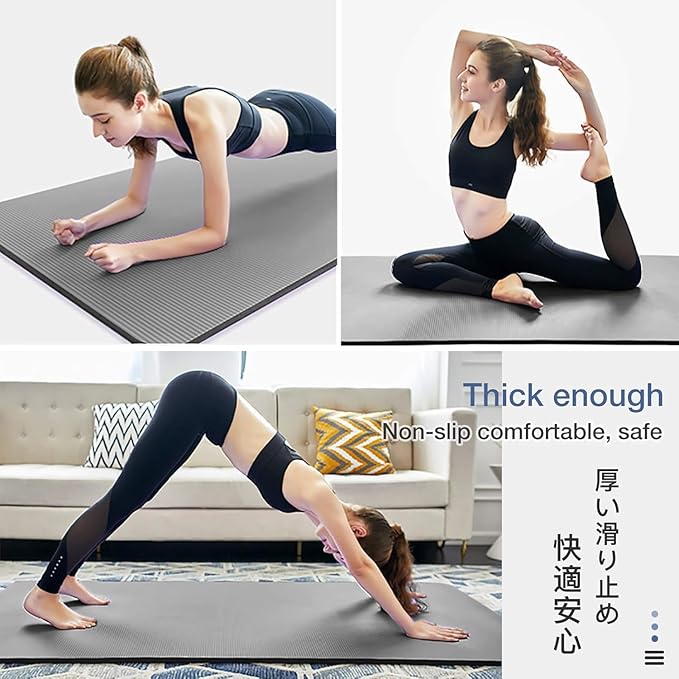 Thick Yoga Mat Non Slip, Large Size 72" L x 32" W x 0.6" TH, Premium Exercise & Fitness Mat with Carrying Strap and Bag, Workout Mats for Home