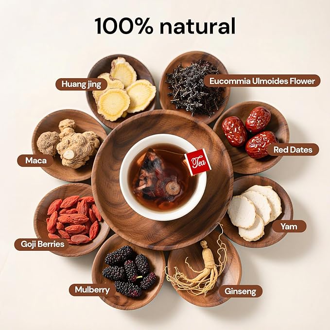 Goji Berries Ginseng Kidney Tea Formula Ginseng Eight Treasure Tea 8 Natural Ingredient Kidney Cleanse Detox & Repair for Women & Men Caffeine-Free 50 Count (Pack of 2)