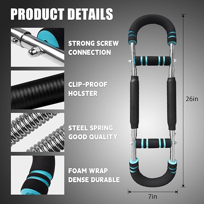 Twister Arm Trainer, 40-100lb Adjustable Chest Workout Equipment, Portable Power Twister Bar, 2025 New Adjustable Twister Arm Chest Exerciser,Detachable Design Fitness Anywhere