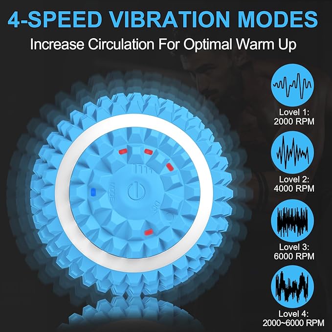 Uppye Vibrating Massage Ball for Pain Relif, Lacrosse Balls Deep Tissue Trigger Point Therapy for Plantar Fasciitis Pain Relief, Muscle Pain for Myofascial Release Ball