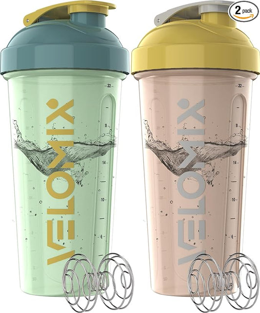 '-2 Pack- 28 oz Protein Shaker Bottles for Protein Mixes - 2x Wire Whisk | Leak Proof Shaker Cups for Protein Shakes | Protein Shaker Bottle Pack | Shakers for Protein Shakes-Soft Combo