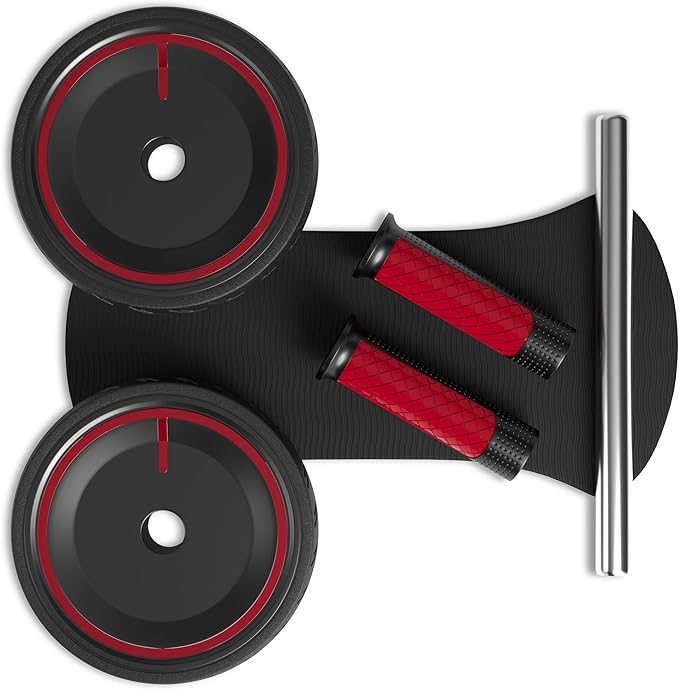 READAEER Ab Roller Wheel, Heavy Duty Workout Equipment for Home Gym, Professional Metal Handle with Rubber Surface Abdominal Exercise Wheel for Strength Training, Ab Wheel with Knee Pad