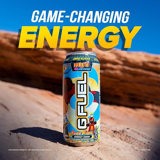 G Fuel Energy Drink, Pomelo White Peach, Sugar Free Beverage with 300mg Caffeine, Daily Energy Boost with Focus Amino, Vitamin + Antioxidants, 16 oz Cans (Sage Mode, 12-Pack)