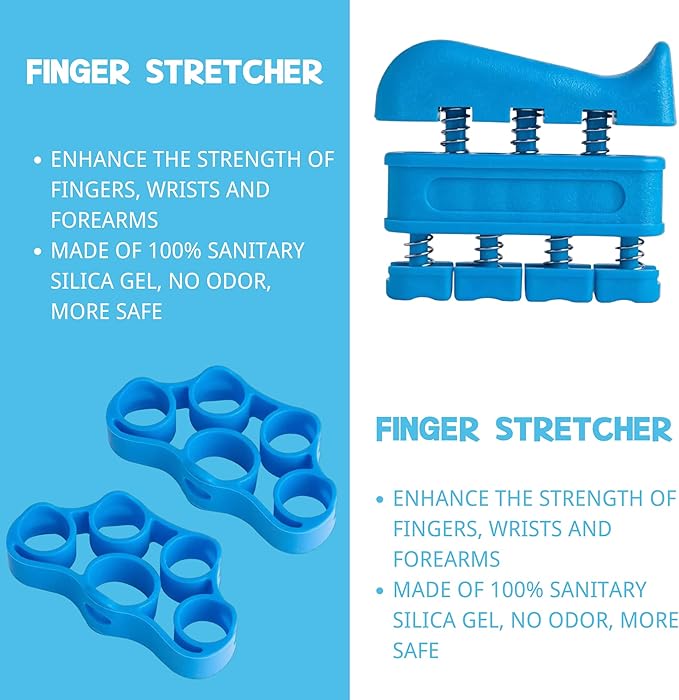 Hand Grip Strengthener Workout Kit (8 Pack) Forearm Grip Adjustable Resistance Hand Gripper, Finger Stretcher, Finger Exerciser, Grip Ring,Gyro Ball