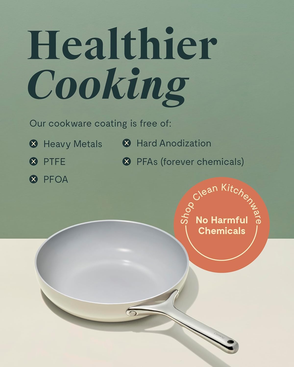 Caraway Ceramic Nonstick Fry Pan Set with Glass Lids – Includes Two 10.5” Fry Pans, One 8” Fry Pan, & Three Lids - Non Toxic, PTFE & PFOA Free - Oven Safe & Compatible with All Stovetops - Sage