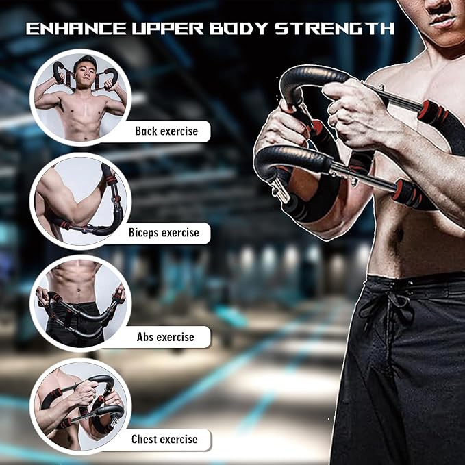 Twister Arm Exerciser, Chest Workout Equipment, Portable Power Twister Bar, Adjustable Spring Workout Bar for Enhancing Upper Body Muscle, 30-120lbs