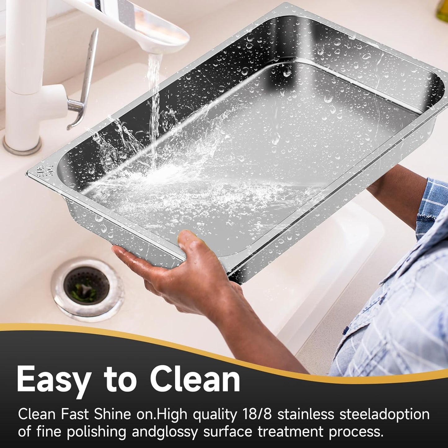 Chafing Dishes for Buffet, 9.5QT Square Stainless Steel Chafing Dish with Transparent Hydraulic Lid, 304 Food Pan, Buffet Warmer for Parties and Events (Golden)