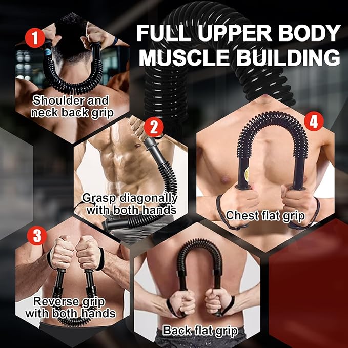 Power Twister Bar, Upper Body Strength Training Bar, Heavy Duty Arm Builder for Chest Shoulder Forearm Bicep and Arm Strengthening Workout Equipment