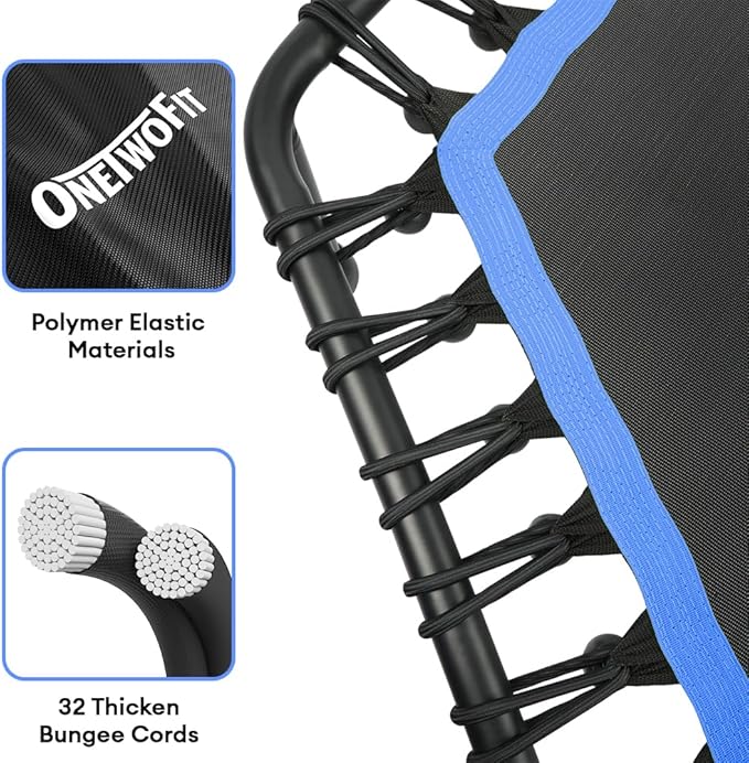 ONETWOFIT 42"/45" Rebounder Trampoline for Adults, Silent Mini Trampoline Indoor Exercise Fitness Trampoline Bungee Rebounder Workout Max Load 330lbs