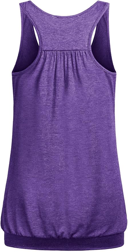 Miusey Womens Sleeveless Round Neck Loose Fit Racerback Yoga Tank Top