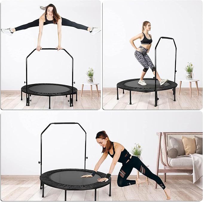 Trampoline, Portable Fitnes Foldable Trampoline in-Home Mini Rebounder, Exercise Trampoline for Kid/Adults, 40" Max Load 330lbs