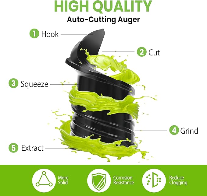 Cold Press Juicer, 6.5" Extra Large Feed Chute Juicer Machines, 350W Slow Masticating Juicer Machines with High Juice Yield for Whole Vegetables & Fruits, BPA Free, Titanium Gray, Easy to Clean