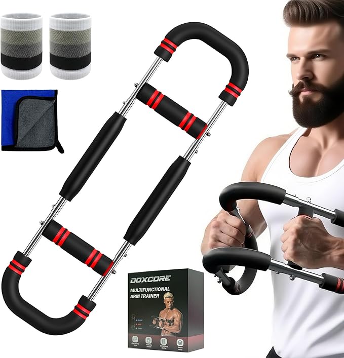 Twister Arm Trainer, 60-110lb Adjustable Resistance Workout Equipment Twister Arm Chest Exerciser Power Twister Bar, Portable Chest Press Machine Detachable Design Fitness for Home & Gym