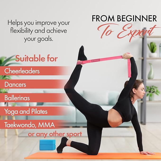 Stretching Strap for Cheer – Flexibility Stunt Strap for Cheerleaders – Durable Cheer Stretching Bands for Improved Flexibility, Range of Motion – Essential Cheer Accessories