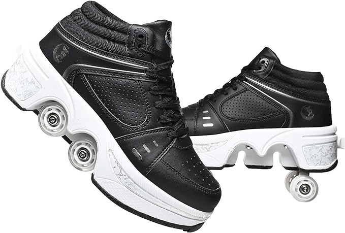 Double-Row Deform Wheel Automatic Walking Shoes Invisible Deformation Roller Skate 2 in 1 Removable Pulley Skates Skating Parkour